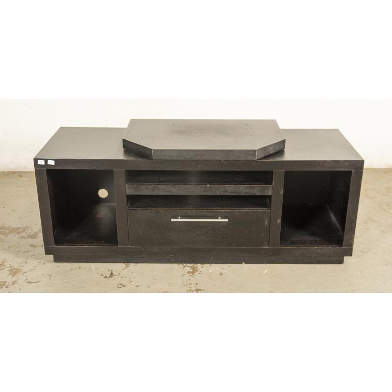 Rack para TV Negro con Cajón y Estantes en MDF