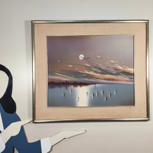 Pintura "Escena Nocturna" de Emilio Bolinches, Acrílico sobre Fibra Firmado - imagen 8