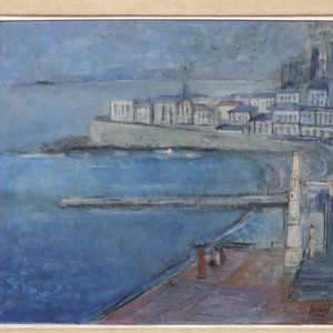 Óleo "Puerto Mediterráneo" de Alejandro Lanoël - imagen 2