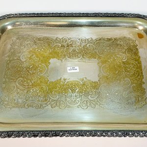 Bandeja Rectangular de Metal con Bordes Labrados y Asas Decorativas - imagen 2