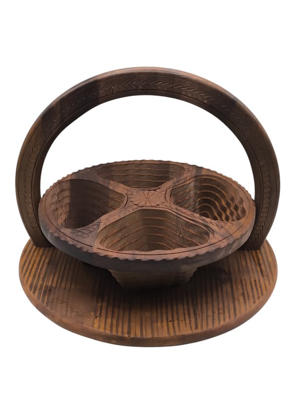 BANDEJA PARA FRUTOS SECOS EN MADERA DISEÑO FLOR DE LOTO - imagen 1