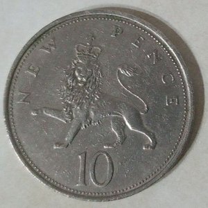 Moneda Británica 10 New Pence Reino Unido 1970 Reina Isabel II - imagen 2