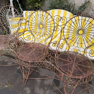 Antiguo Sillón de Jardín de Hierro Forjado de Tres Cuerpos - imagen 6