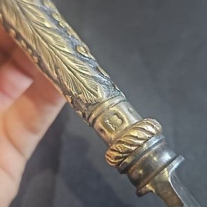 Cuchillo de Caza Antiguo Martinez Hnos. con Cabo de Plata y Oro - imagen 8