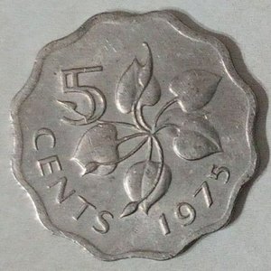 Moneda de 5 Centavos de Suazilandia 1975 con Retrato Rey Sobhuza II - imagen 2