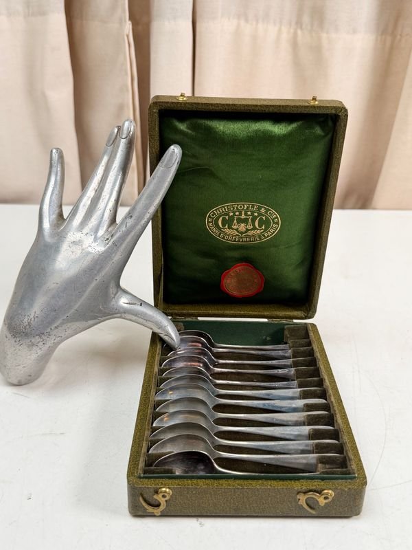 Juego de 12 Cucharas Christofle Alpaca en Estuche Original
