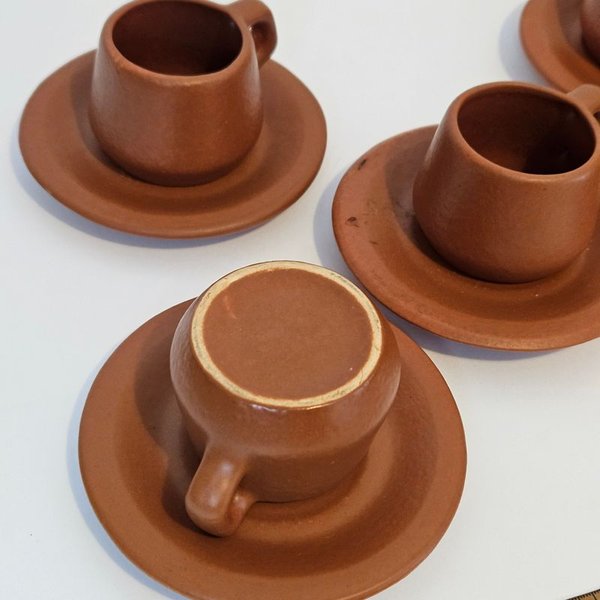 Juego de té en barro - Conjunto de tazas y platos de cerámica - imagen 3