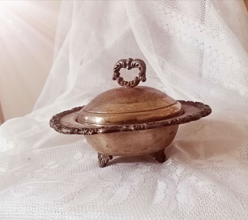 Sopera o Centro de Mesa Antiguo en Metal Plateado - Estilo Victoriano - imagen 7
