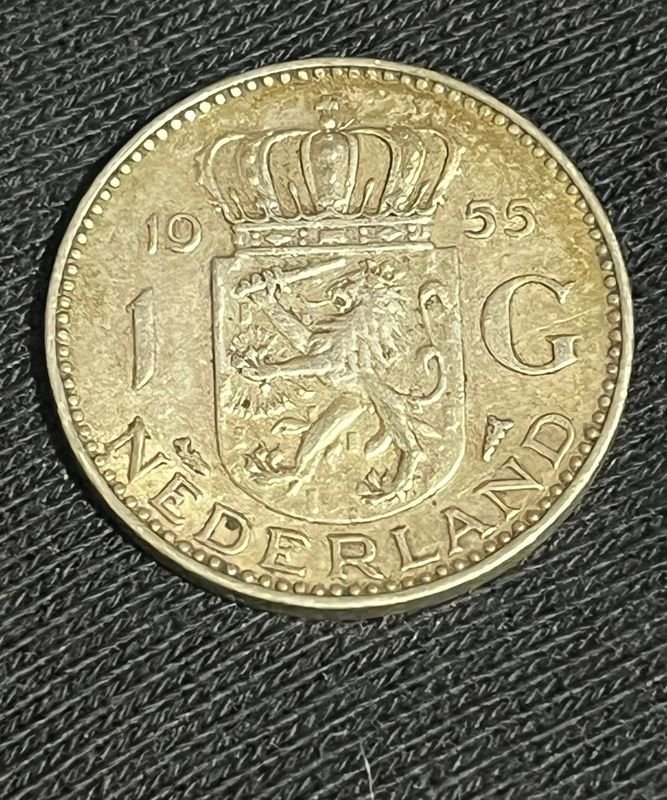 Moneda de Plata Holandesa 1 Gulden de 1955