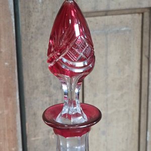 Botella de Cristal Tallado Rubí Baccarat con Tapón Original - imagen 4
