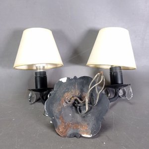 Aplique de Hierro Forjado con Dos Luces, Pantallas y Caireles - imagen 6
