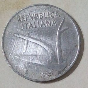 Moneda Italiana 10 Liras Aluminio (Spighe) 1955 - imagen 2