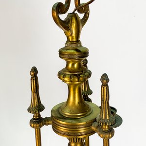Araña de Bronce Antigua, 3 Luces con Pináculos (Sin Fanales) - imagen 2