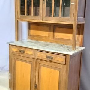Aparador de Madera con Vitrina, Cajones y Mesada de Mármol - imagen 2
