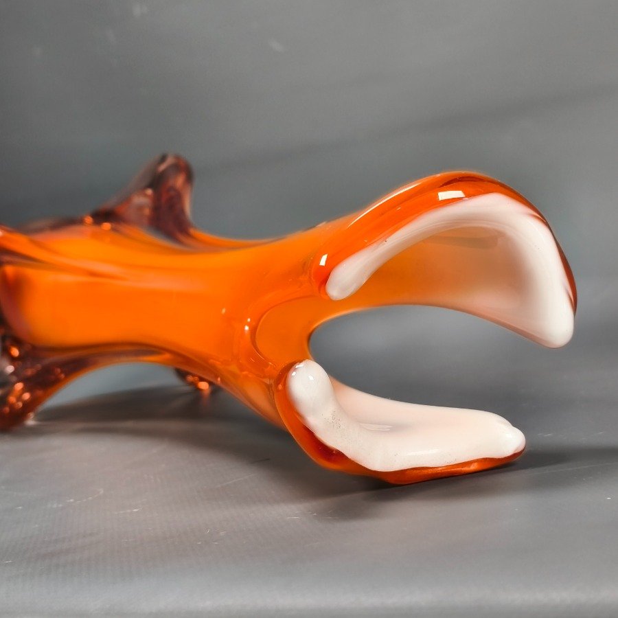 Vaso de cristal de Murano en tonos anaranjados con interior blanco - imagen 10