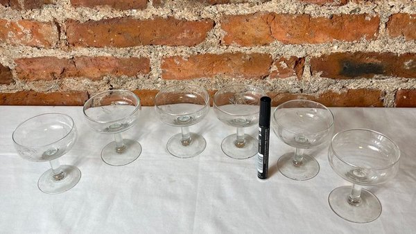 Juego de 6 Copas de Cristal Talladas al Ácido - imagen 1