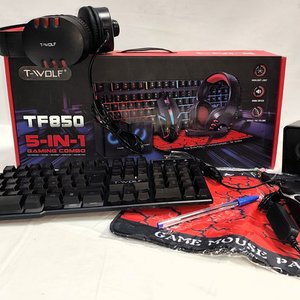 Combo Gamer T-Wolf TF850 5-en-1: Teclado, Mouse, Parlantes, Auriculares y Mousepad con Luces LED - imagen 1