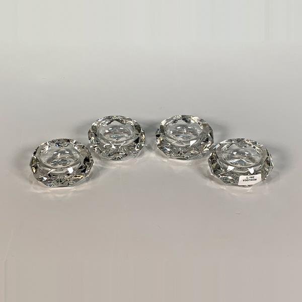Set de 4 candeleros de cristal facetado, 7 cm de diámetro