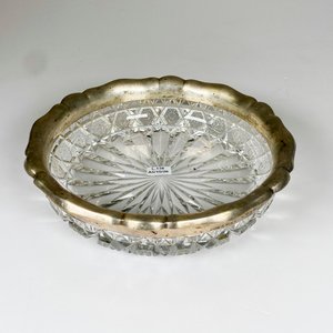 Centro de cristal tallado con borde de plata sellada ,diámetro 25 cm - imagen 2