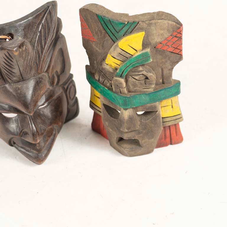 Mascaritas de madera tallada mexicana - imagen 2