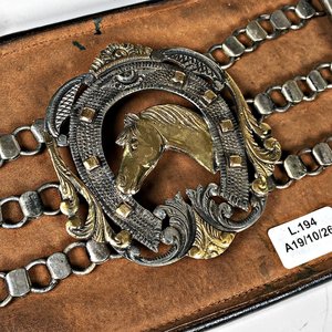 Cinto Criollo Herradura con Cadenillas, Caballo y Monedas Antiguas - imagen 3