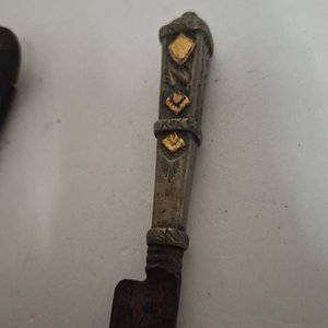 Cuchillo antiguo Solingen con cabo de plata y oro - imagen 5
