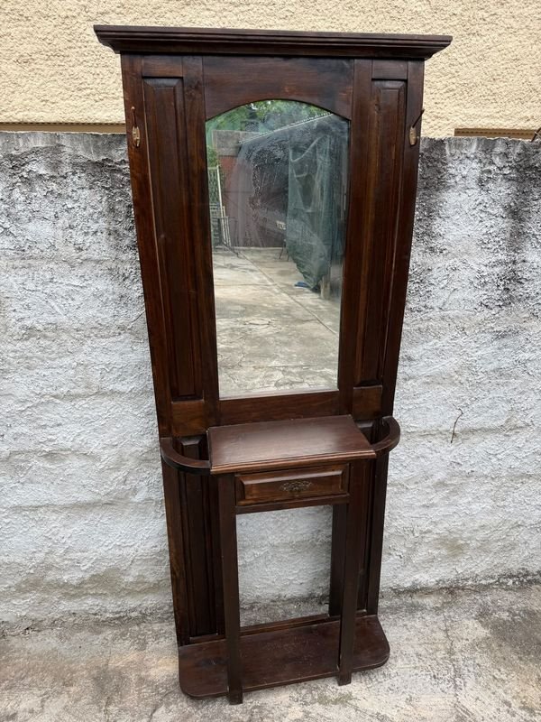 Recibidor de Madera con Paraguero, Espejo y Cajón