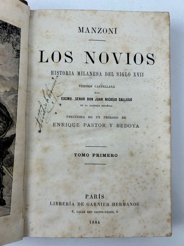 Dos tomos de 'Los novios' de Alessandro Manzoni, novela histórica ambientada en la Milán del siglo XVII, edición en castellano (París, 1884) - imagen 2