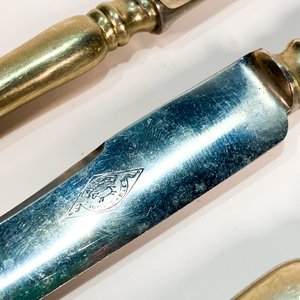 Doce Cuchillos Antiguos Hoja Acero y Cabo Metal Liso - imagen 3