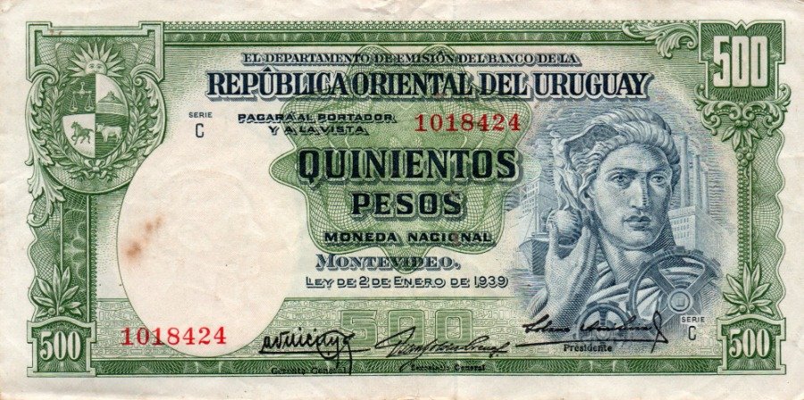 Billete de 500 pesos uruguayos, Serie C, 1939