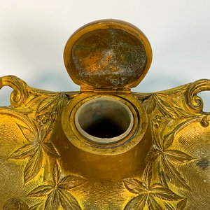 Tintero Art Nouveau en Bronce con Decoración Floral - imagen 3