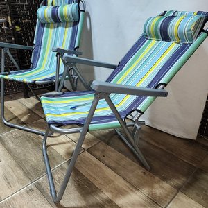 Lote de 2 Sillas Reposeras Reclinables con Almohadillas, Azul y Verde - imagen 4