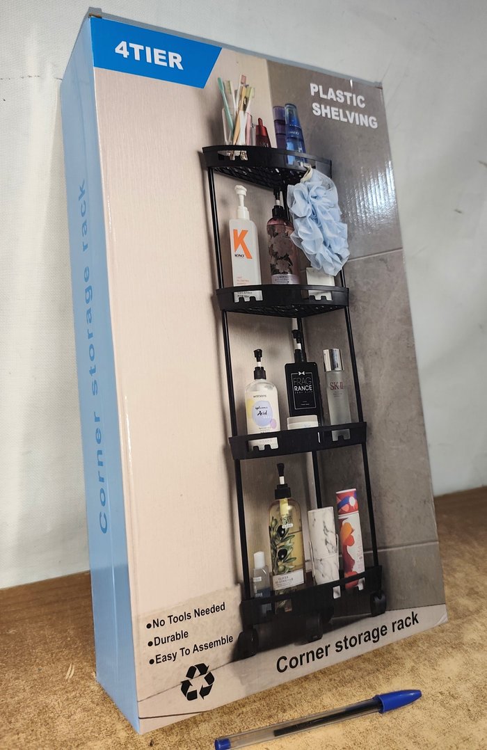 Mueble esquinero para baño y cocina, negro con ruedas - imagen 4