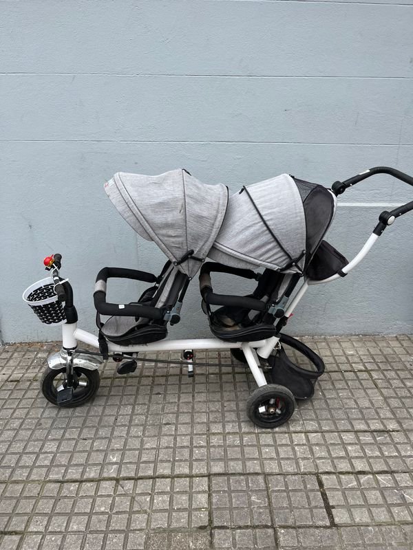 Triciclo Doble "Expert" para Bebés - Gris y Negro - imagen 1