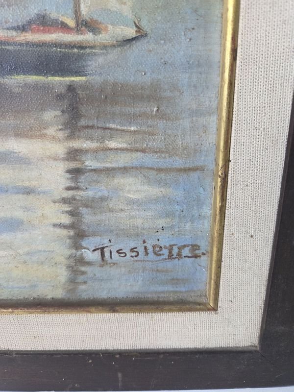 Óleo enmarcado firmado Tissierre, 40x40 - imagen 4