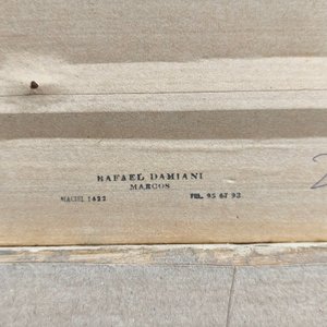 Óleo sobre lienzo "Poblado" de Osvaldo Leite, firmado, con marco dorado - imagen 10