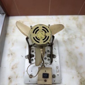 Ventilador Antiguo de Sobremesa Retro - Cuerpo Crema y Base Metálica - imagen 2