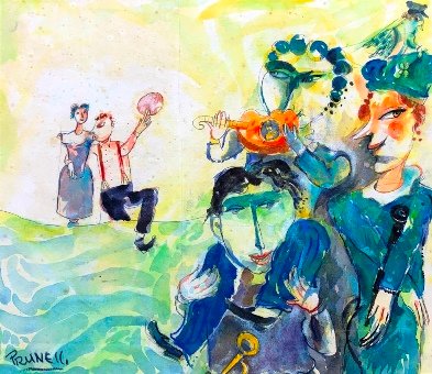 Pintura de Carlos Prunell "Musicos" - imagen 1