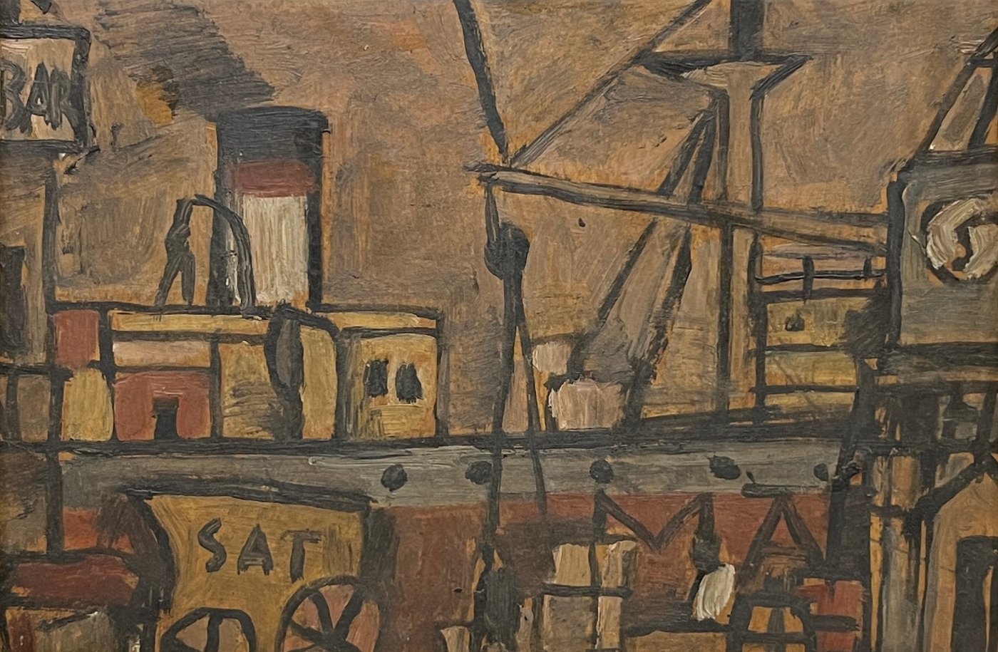 Augusto Torres "Puerto" Óleo sobre Cartón Firmado