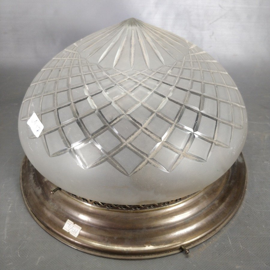 Plafón de Techo Clásico en Cristal Tallado y Bronce