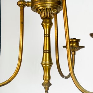Araña de Bronce Antigua, 3 Luces con Pináculos (Sin Fanales) - imagen 3