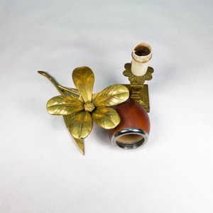 Lámpara de Mesa en Bronce con Detalle de Flor y Mate - imagen 2