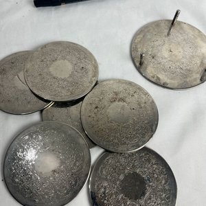 Set de 6 Posavasos de Platina Cincelada con Soporte - imagen 2