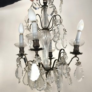 Araña Estilo Versalles con Columna de Vidrio y Caireles de Cristal - imagen 3