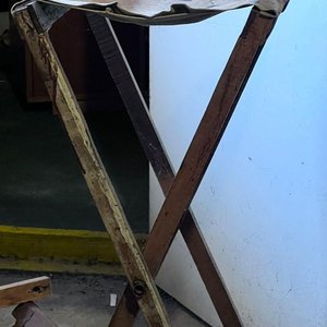 Antiguo Catre de Lona con Mesa Auxiliar de Madera - imagen 2