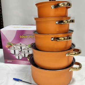 Juego de 5 Ollas de Acero Inoxidable con Tapas de Vidrio y Mangos Remachados - imagen 6