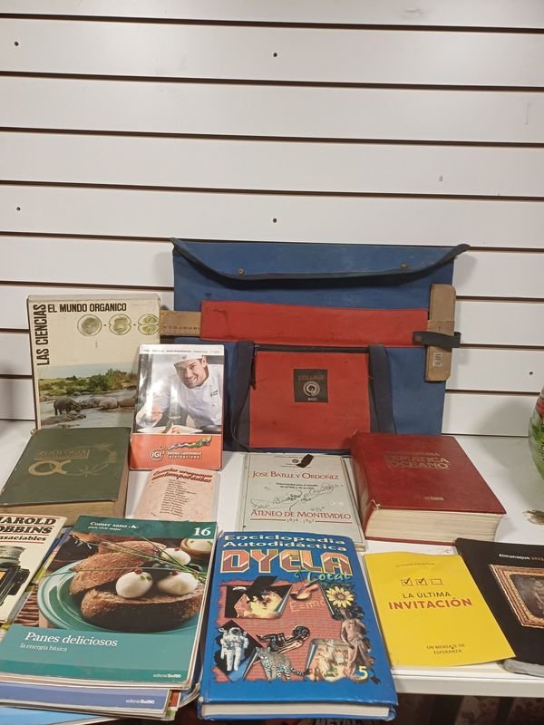 Lote de 13 Libros, Tabla de Dibujo con Regla y Estuche - imagen 1