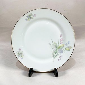 Seis Platos Llanos de Porcelana Bavaria con Decorado Floral y Borde Dorado - imagen 2
