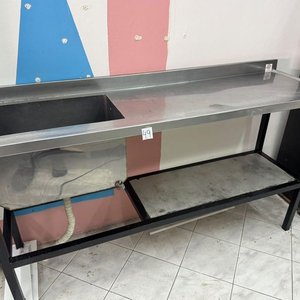 Mesada de Acero Inoxidable con Bacha y Estante - imagen 3