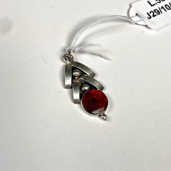 Colgante de Plata con Piedra Roja - imagen 1
